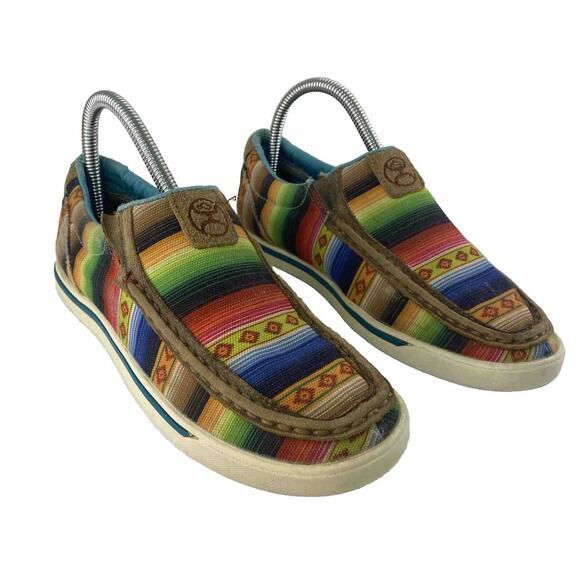 Twisted X Shoes - Twisted X Ladies Size 6M Hooey Loper Aztec Slip-On Shoes WHYC03